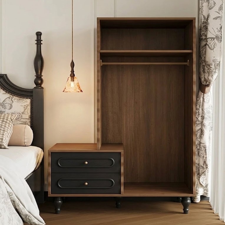 Vintage Solid Wood Open Wardrobe