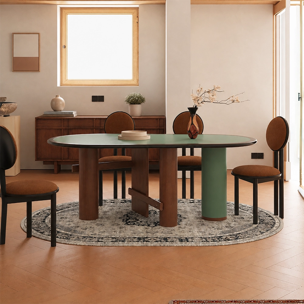 Oval Lacquered Wood Dining Table