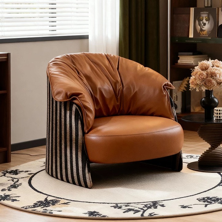 Striped Eco-Leather Armchair