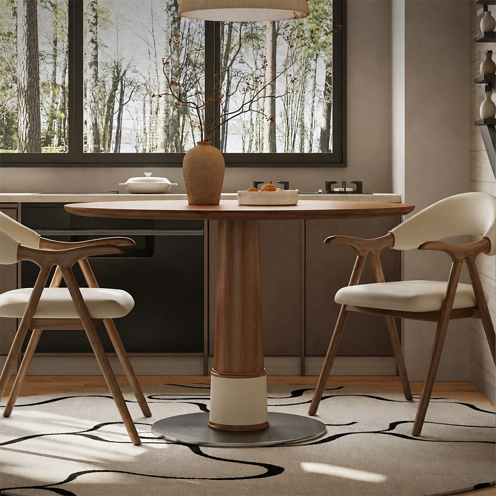 Walnut Dining Table with Pedestal Base