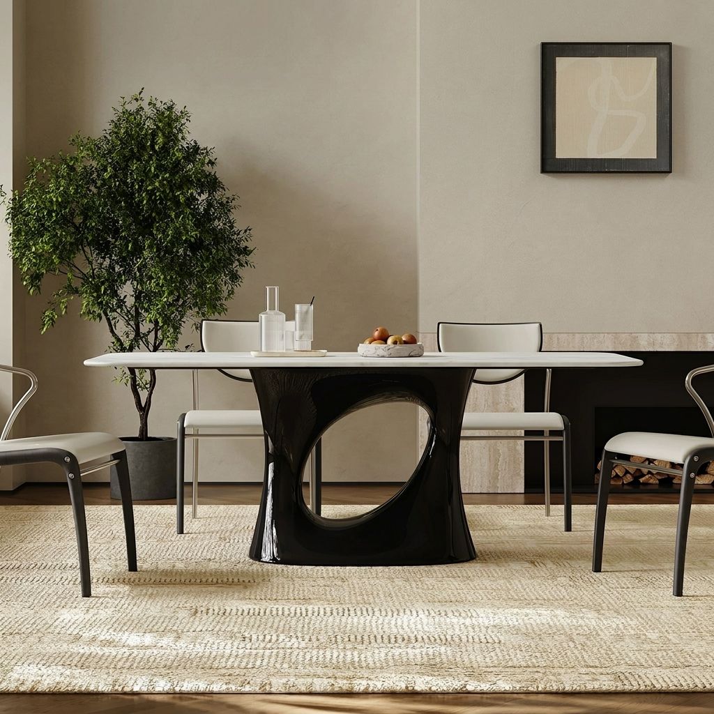 Sculptural Marble Top Dining Table