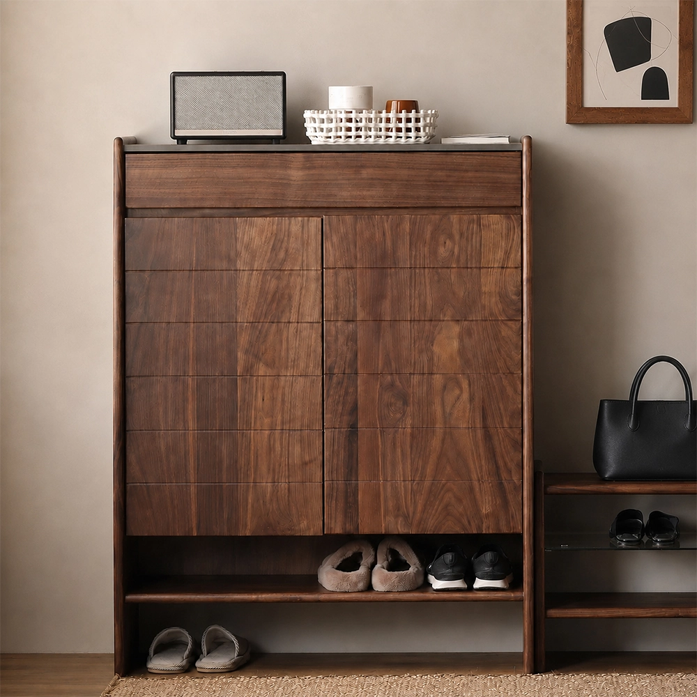 Black Walnut Entryway Shoe Cabinet