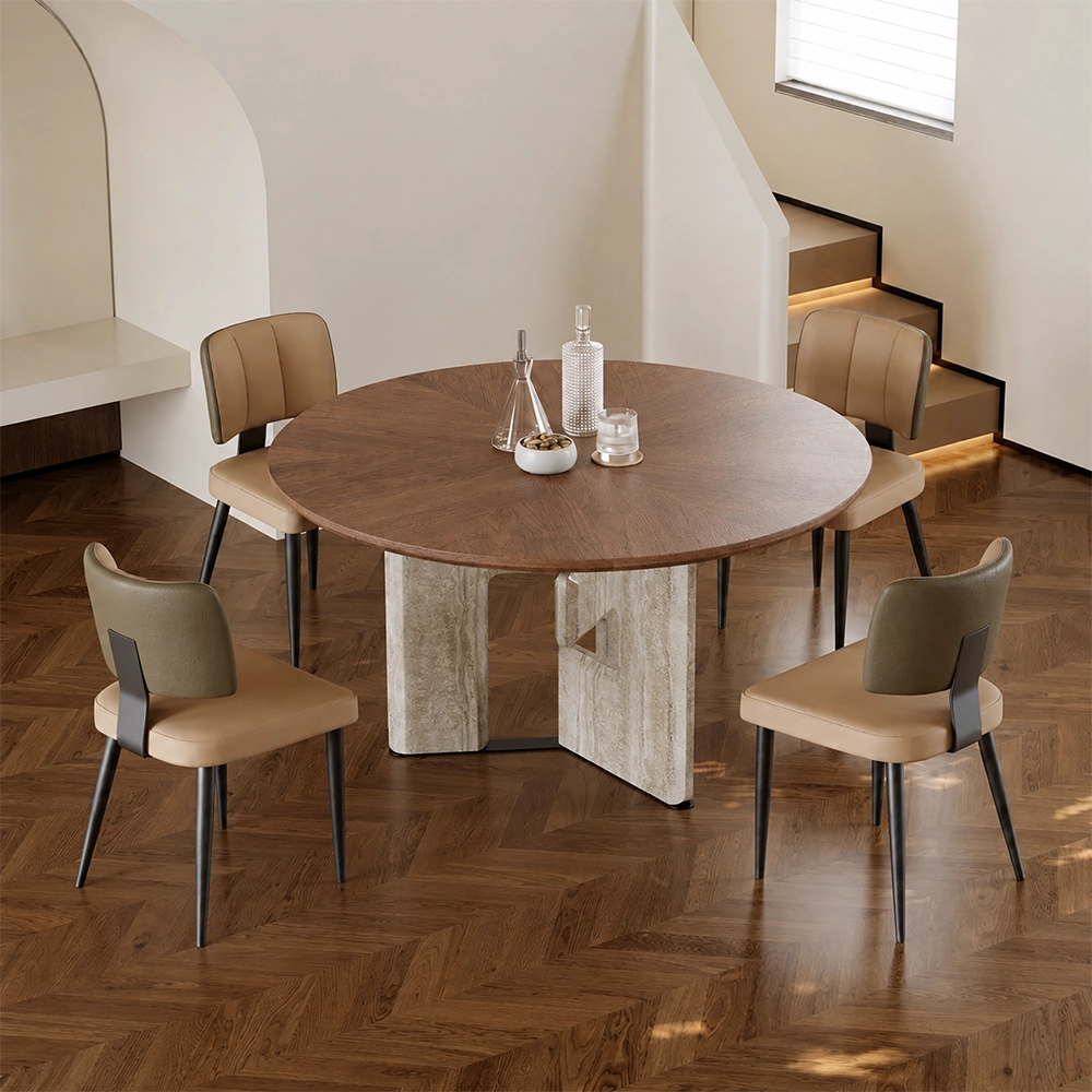 Round Marble Turntable Dining Table