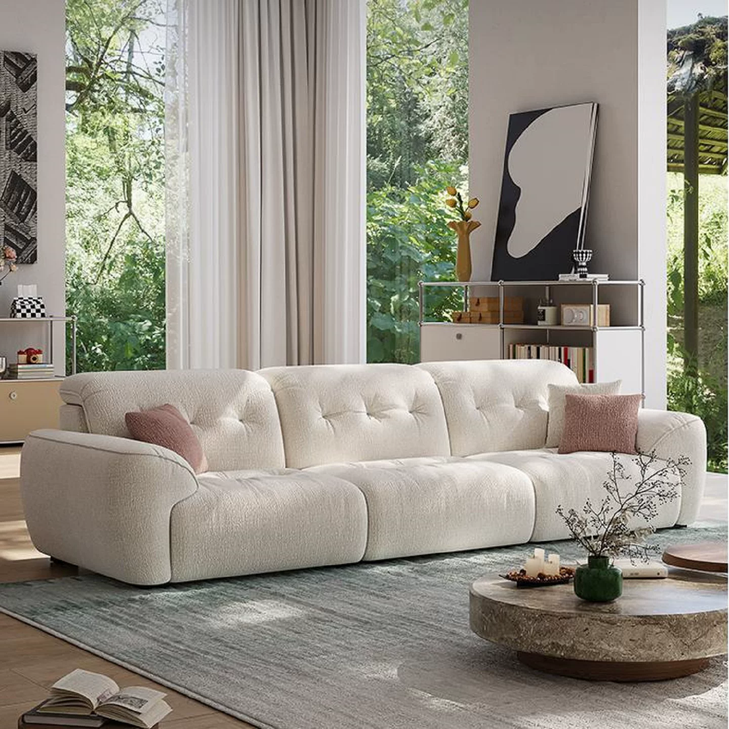 Creamy Chenille Adjustable Sofa