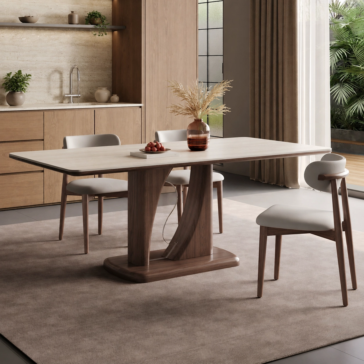 Walnut Sintered Stone Dining Table