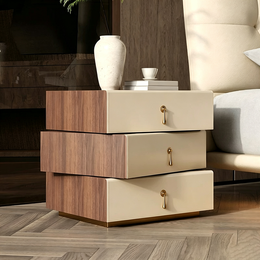 19.7" Luxury Solid Wood Nightstand with Drawers