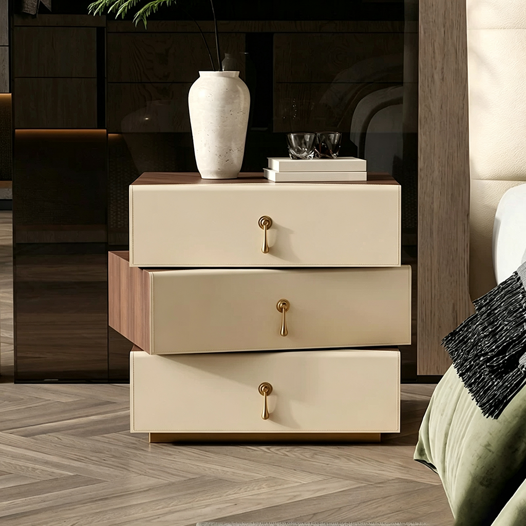 19.7" Luxury Solid Wood Nightstand with Drawers