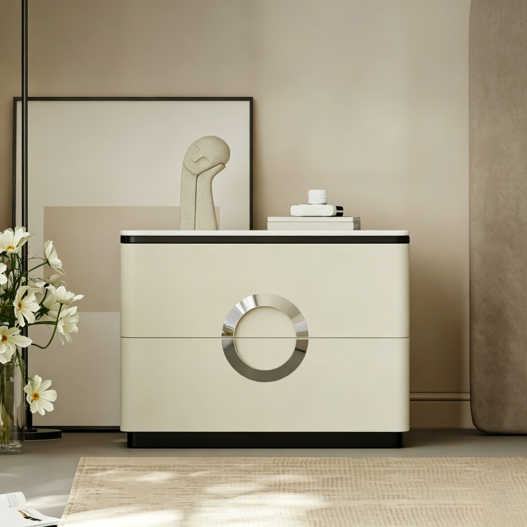 24.8" Luxury Solid Wood Nightstand with Drawers