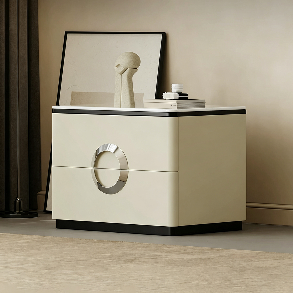 24.8" Luxury Solid Wood Nightstand with Drawers