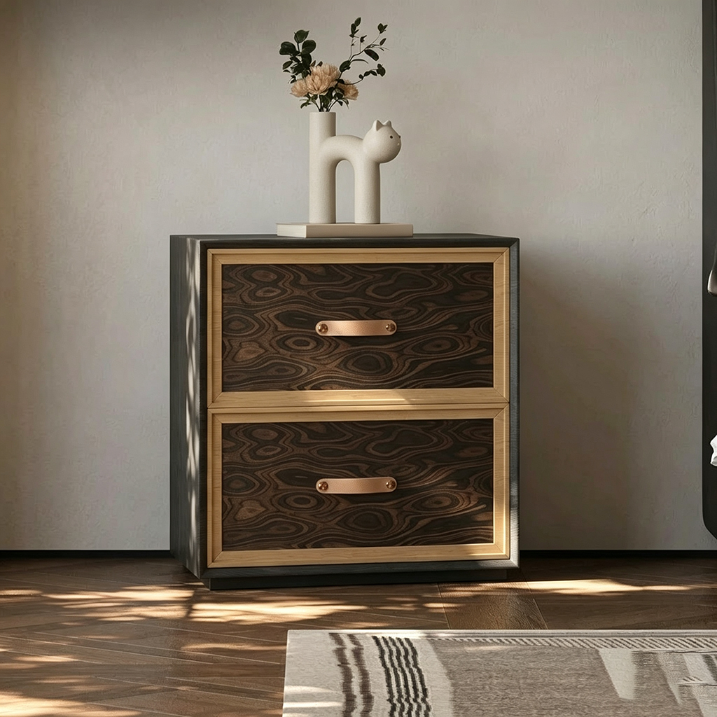 21.7" Organic Modern Plywood Nightstand with Drawers