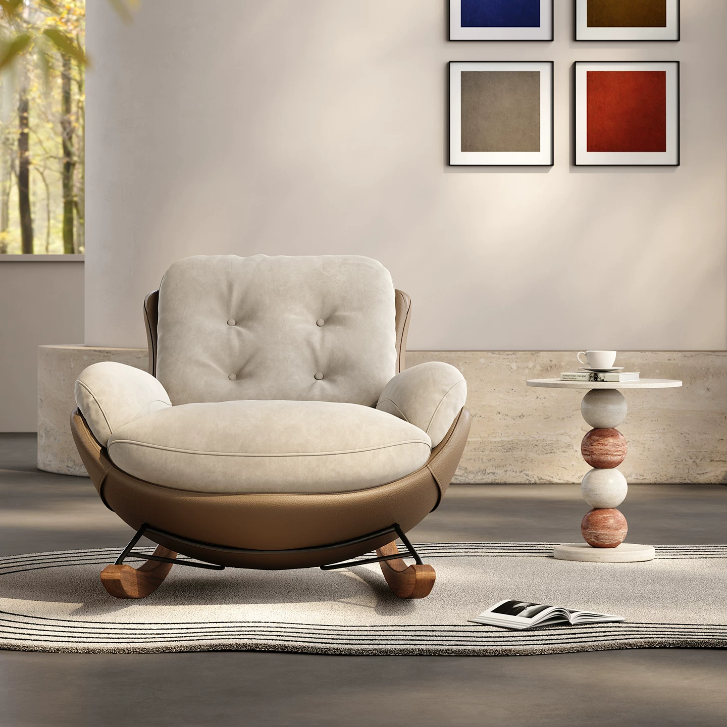 Minimalist Suede Rocking Chair