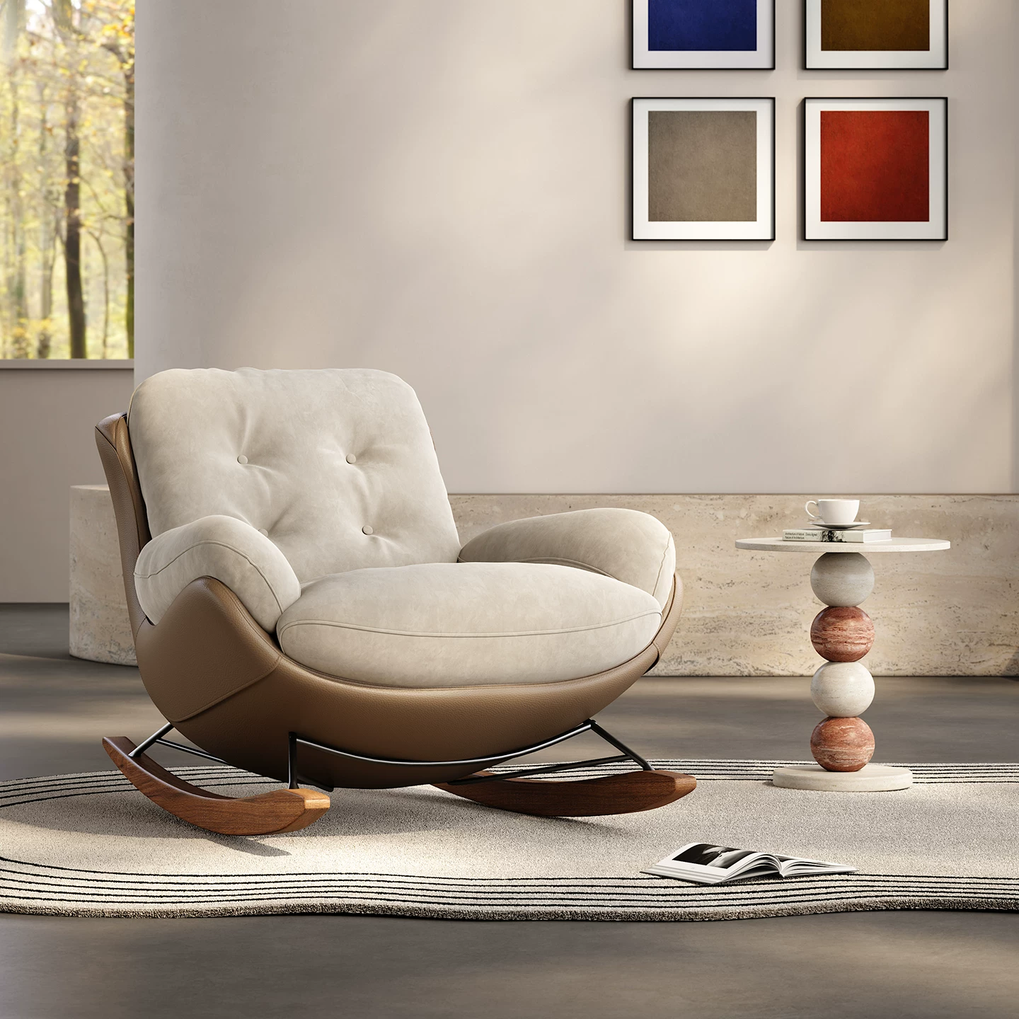 Minimalist Suede Rocking Chair