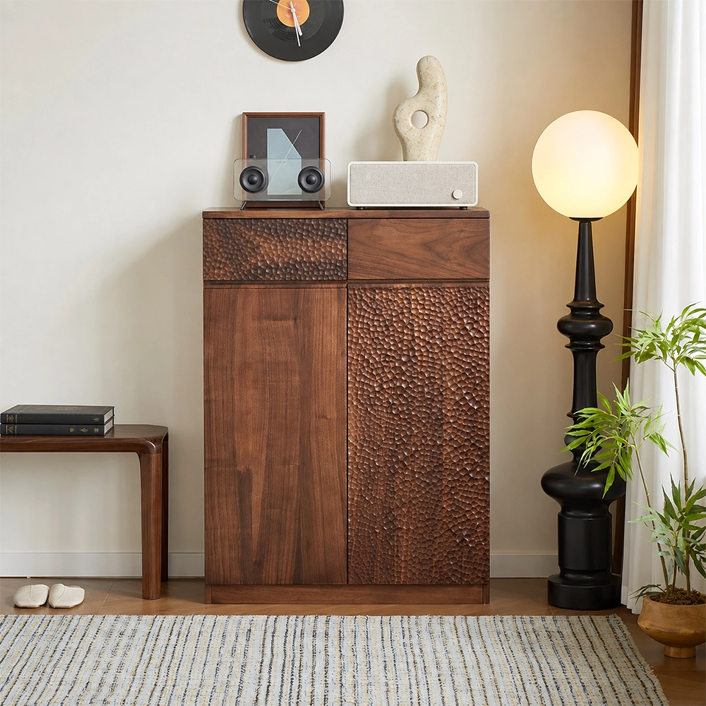 Black Walnut Multi-tier Shoe Cabinet