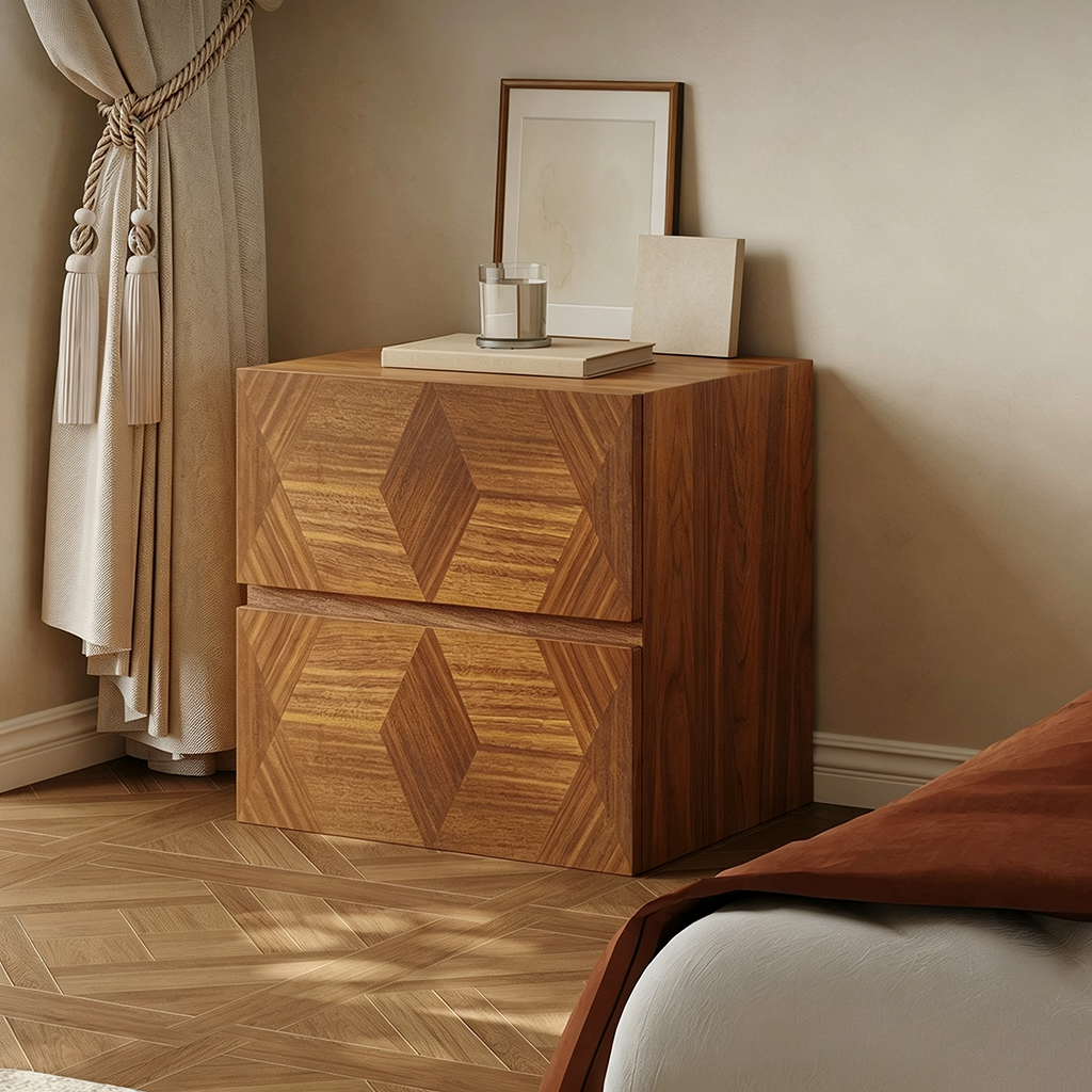 19.7" Modern Plywood Nightstand with Drawers