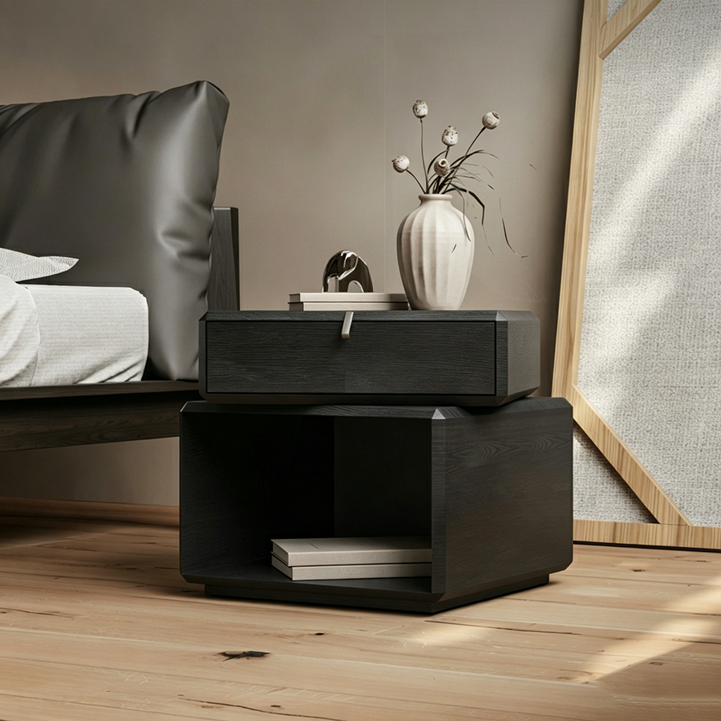 21.7" Modern Engineered Wood Nightstand with Open Shelf