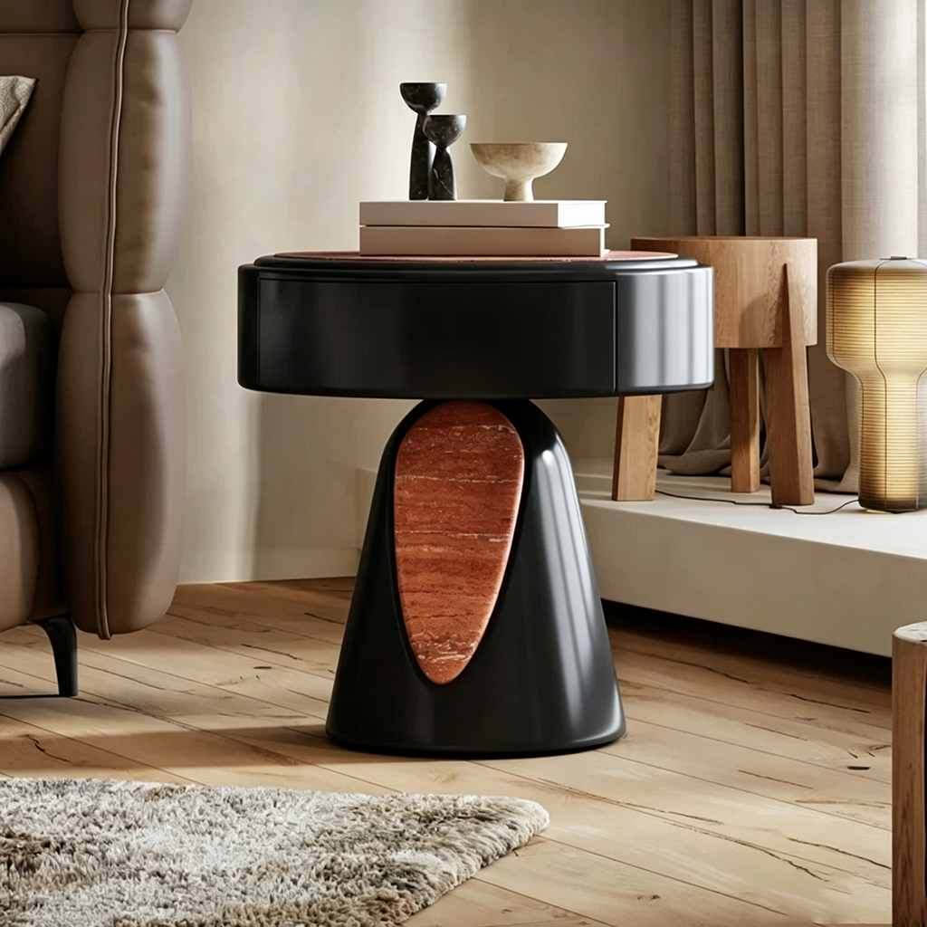 17.7" Organic Modern Plywood Nightstand with Round Design