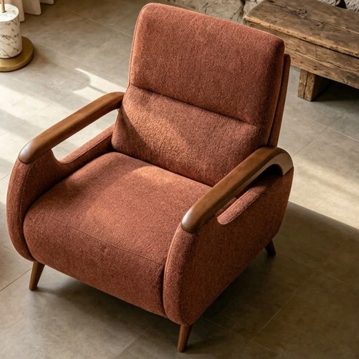 Solid Wood Reclining Lounge Chair