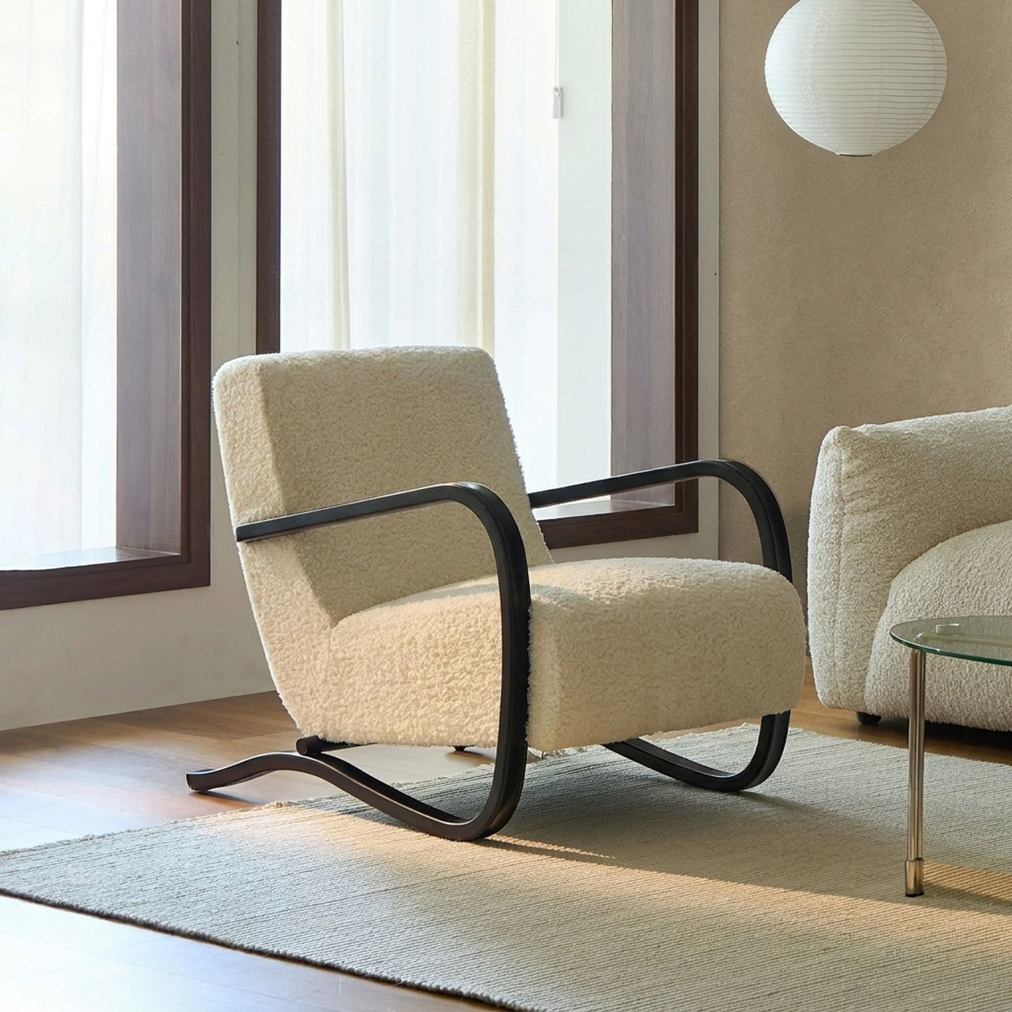 French Retro Boucle Accent Chair