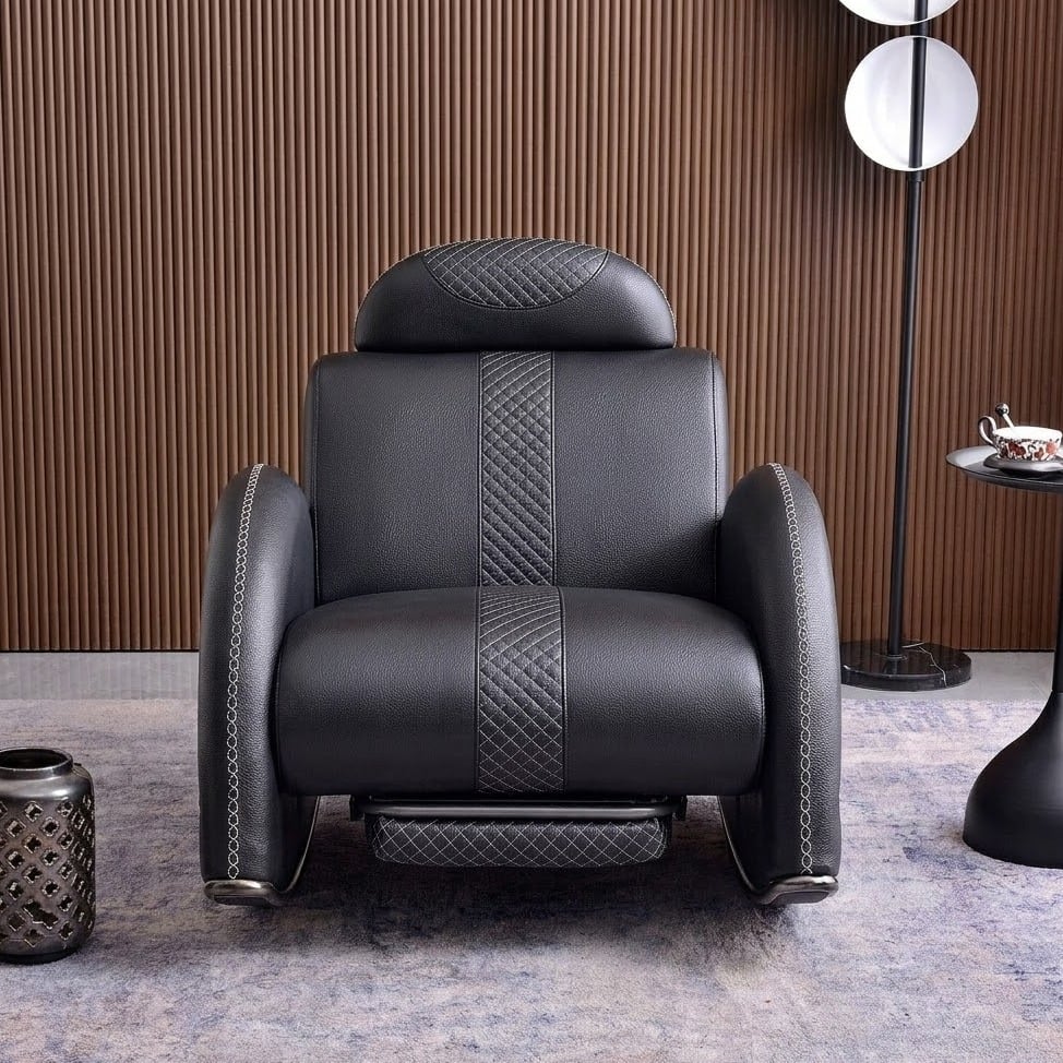 Curved Leather Rocking Lounge Chair