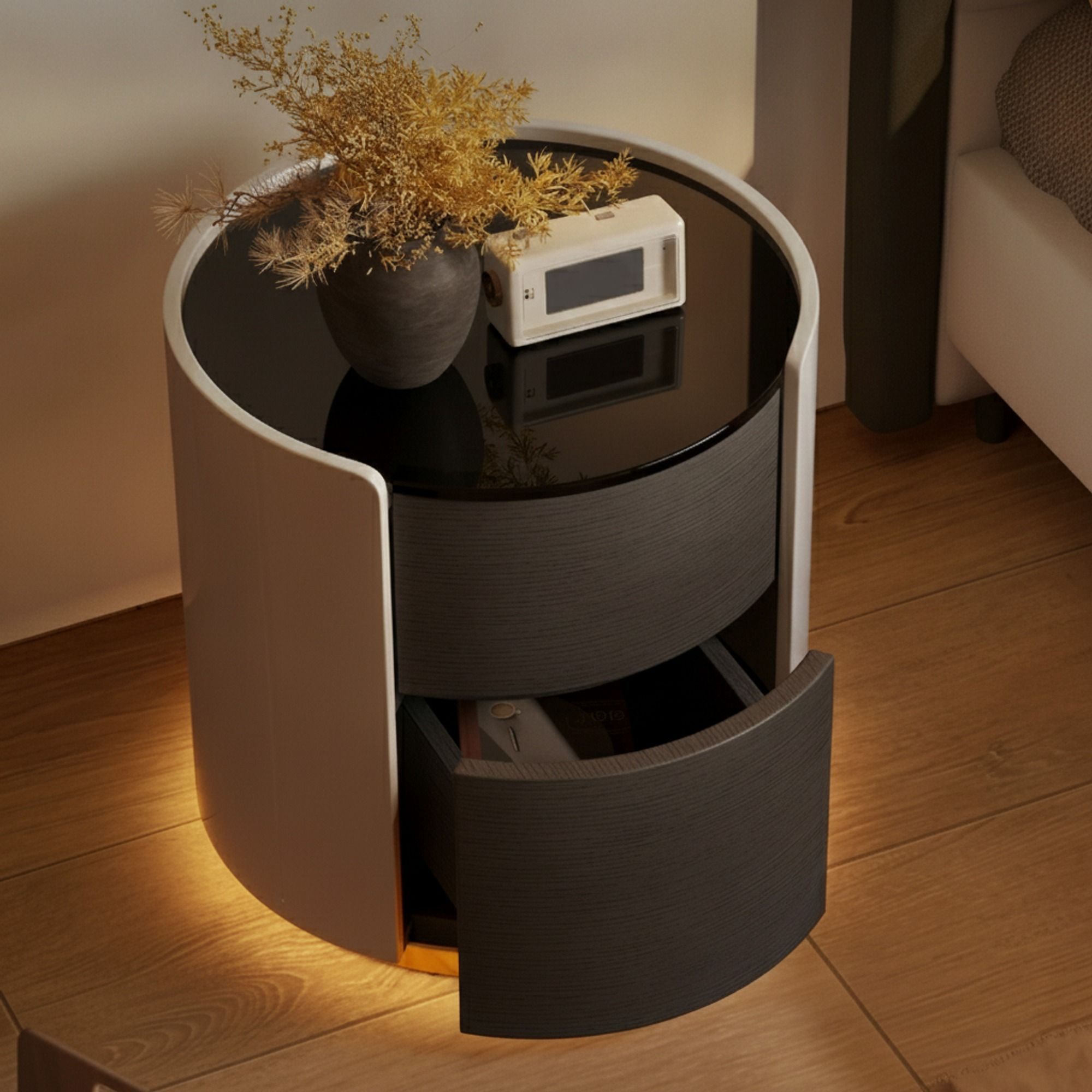 19.3" Contemporary Plywood Nightstand with Drawers