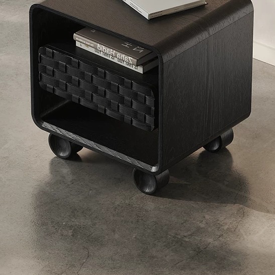 19.7" Organic Modern Solid Wood and Ashwood Veneer Nightstand with Drawers