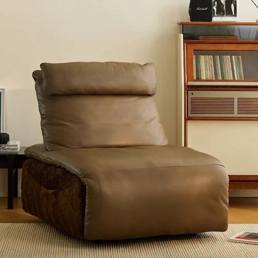 35.4" Organic Modern Leather Reclining Sofa