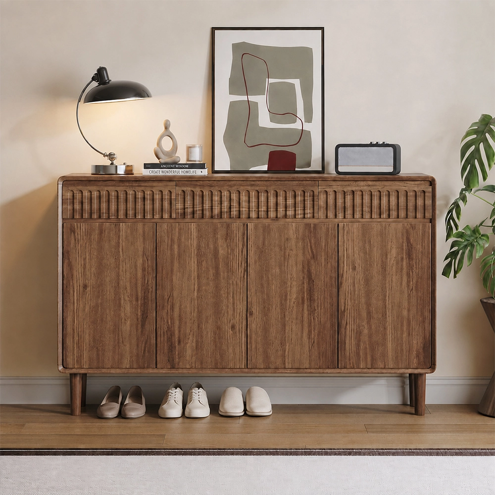 Walnut Mid-Century Shoe Cabinet