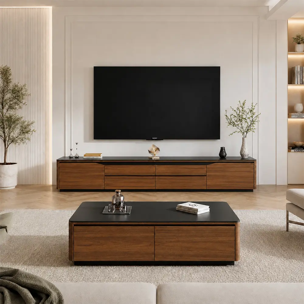 102.4" Modern Engineered Wood TV Stand with Drawers
