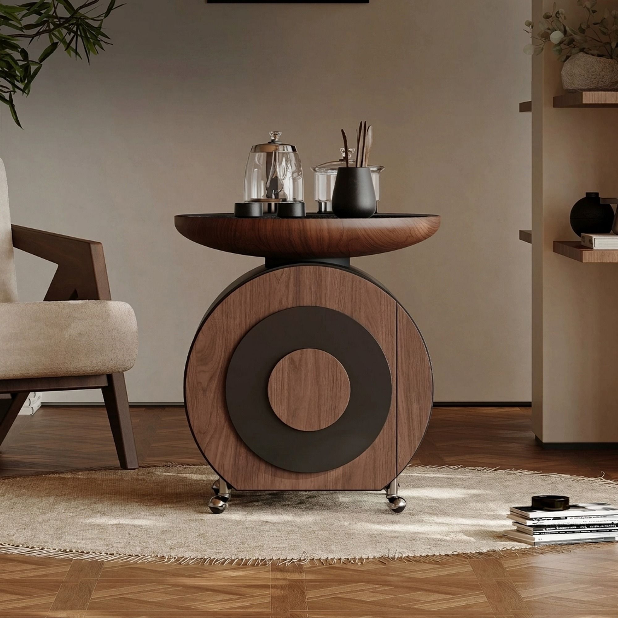 Movable Walnut Tea Table