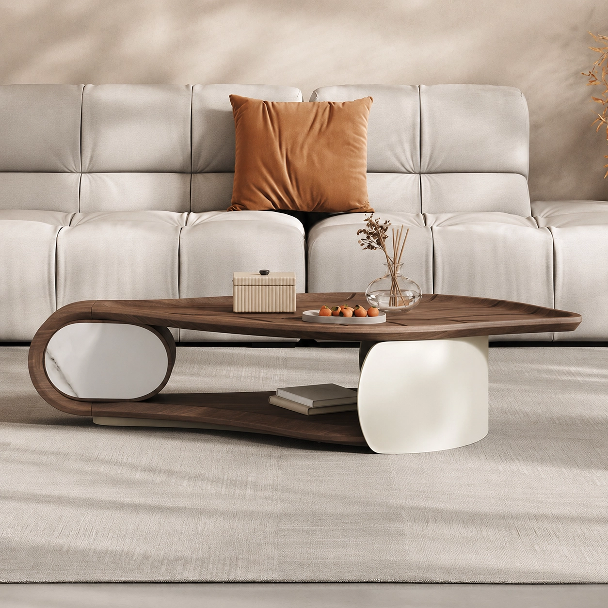 Irregular Walnut Coffee Table