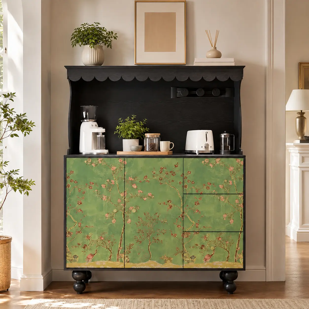 Vintage Two-Tone Solid Wood Sideboard