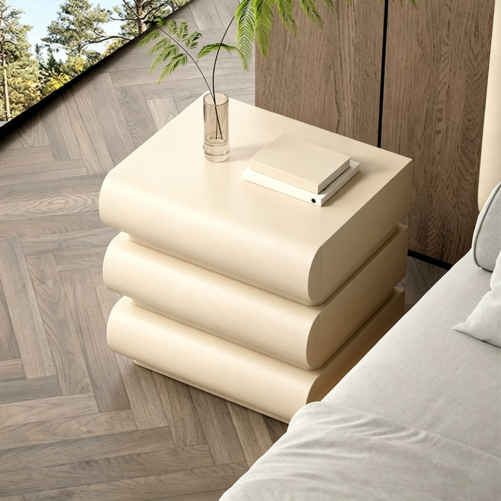 19.7" Organic Modern Solid Wood Nightstand with Drawers