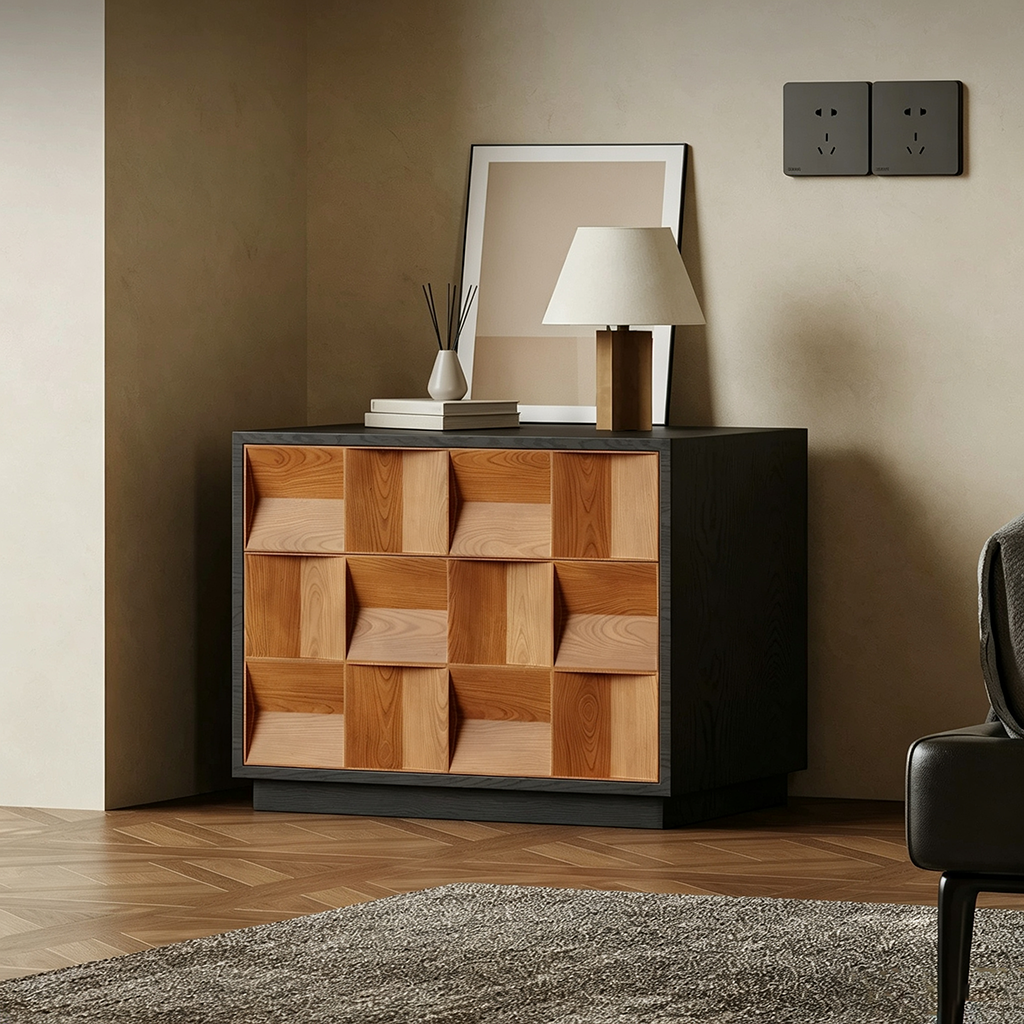 22.8" Modern Plywood Nightstand with Drawers