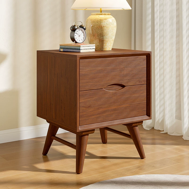 17.7" Mid-Century Modern Solid Wood Nightstand with Drawers