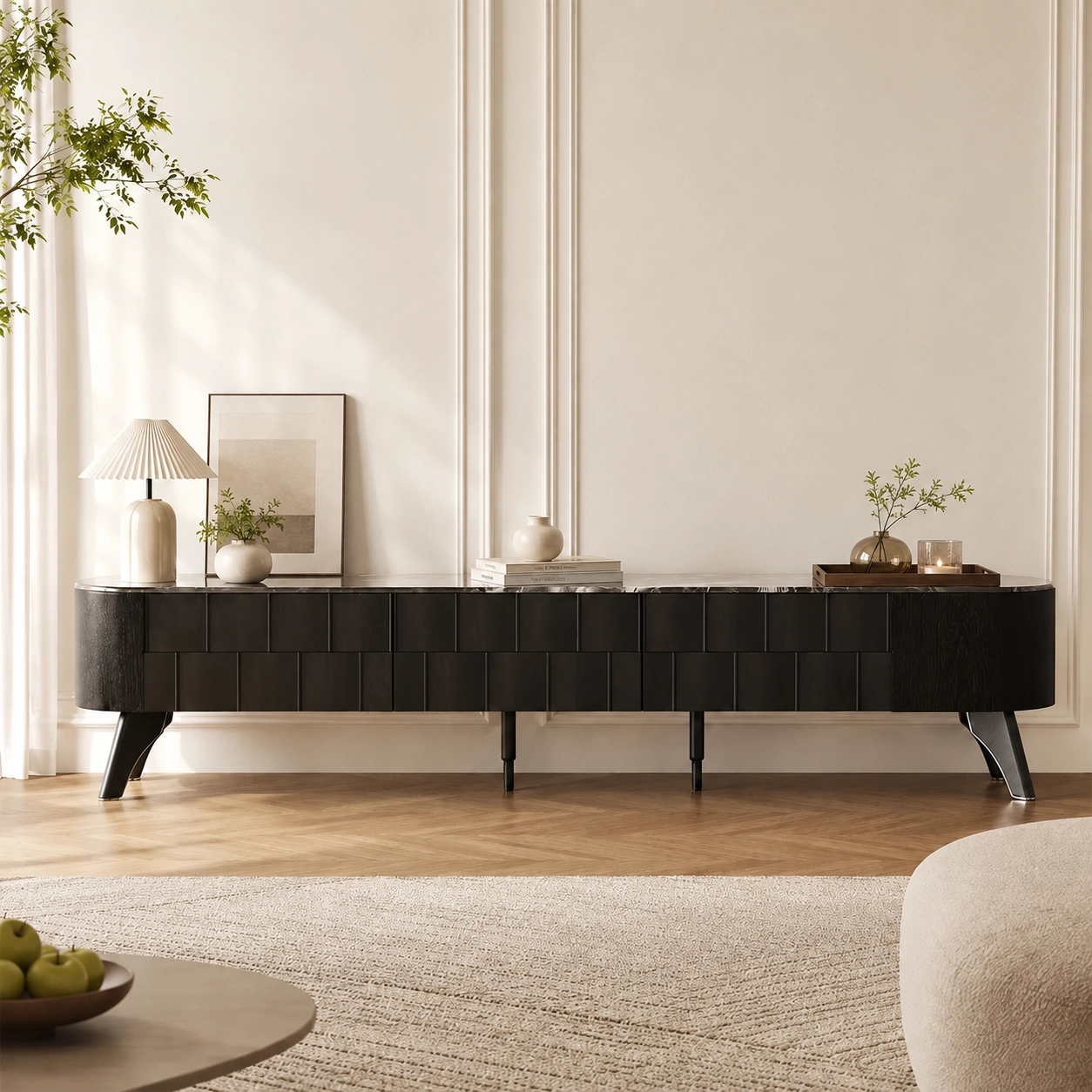 78.7" Contemporary Engineered Wood TV Stand with Cabinets