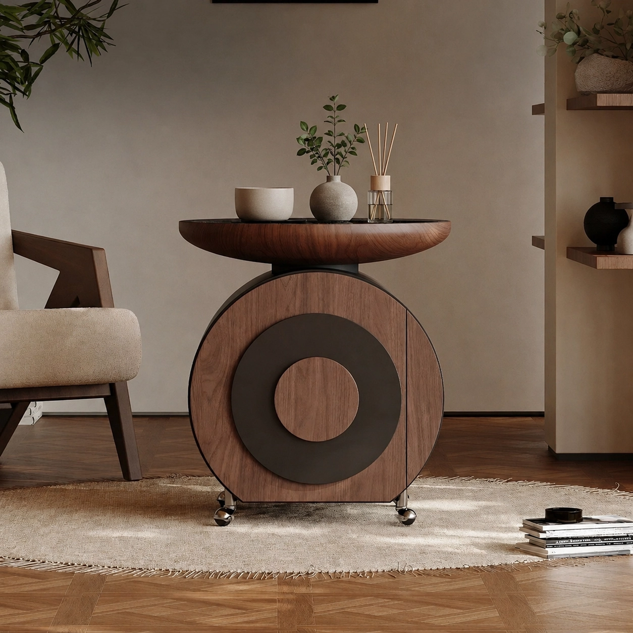 Movable Walnut Tea Table