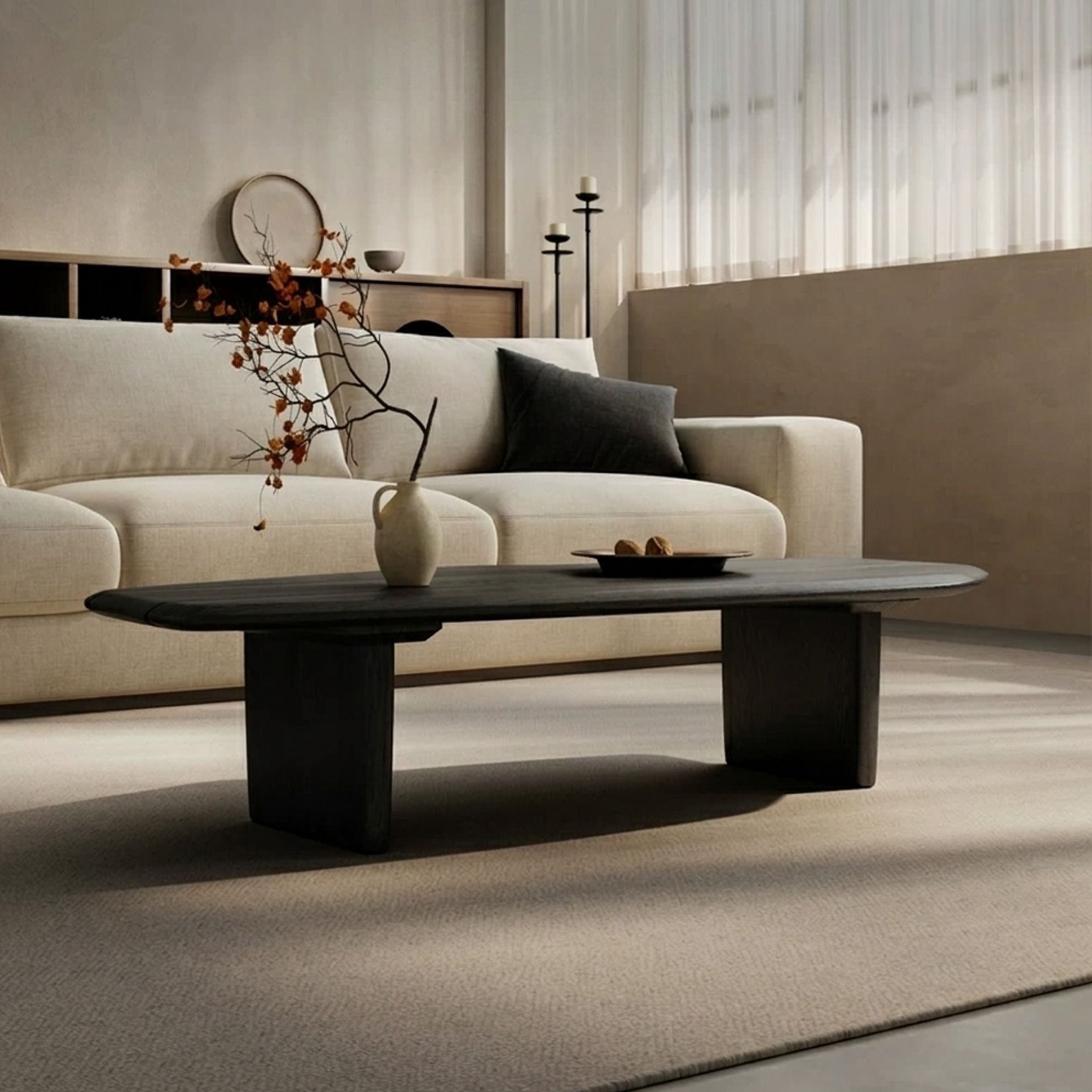 47.2" Organic Modern Engineered Wood Oval Coffee Table
