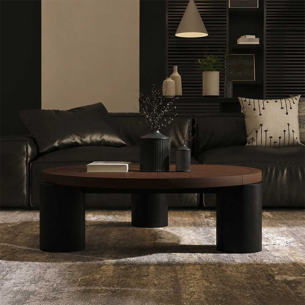31.5" Minimalist Solid Wood Round Coffee Table