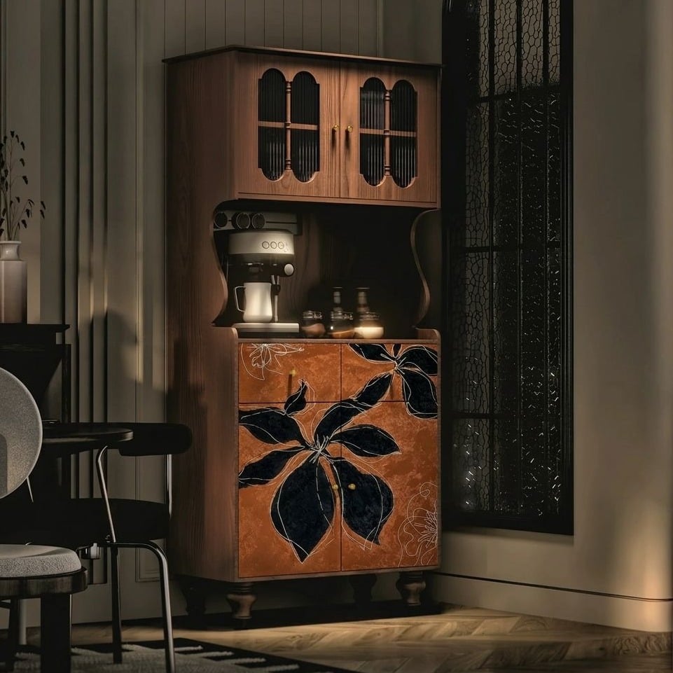 Mid-Century Solid Wood Display Cabinet