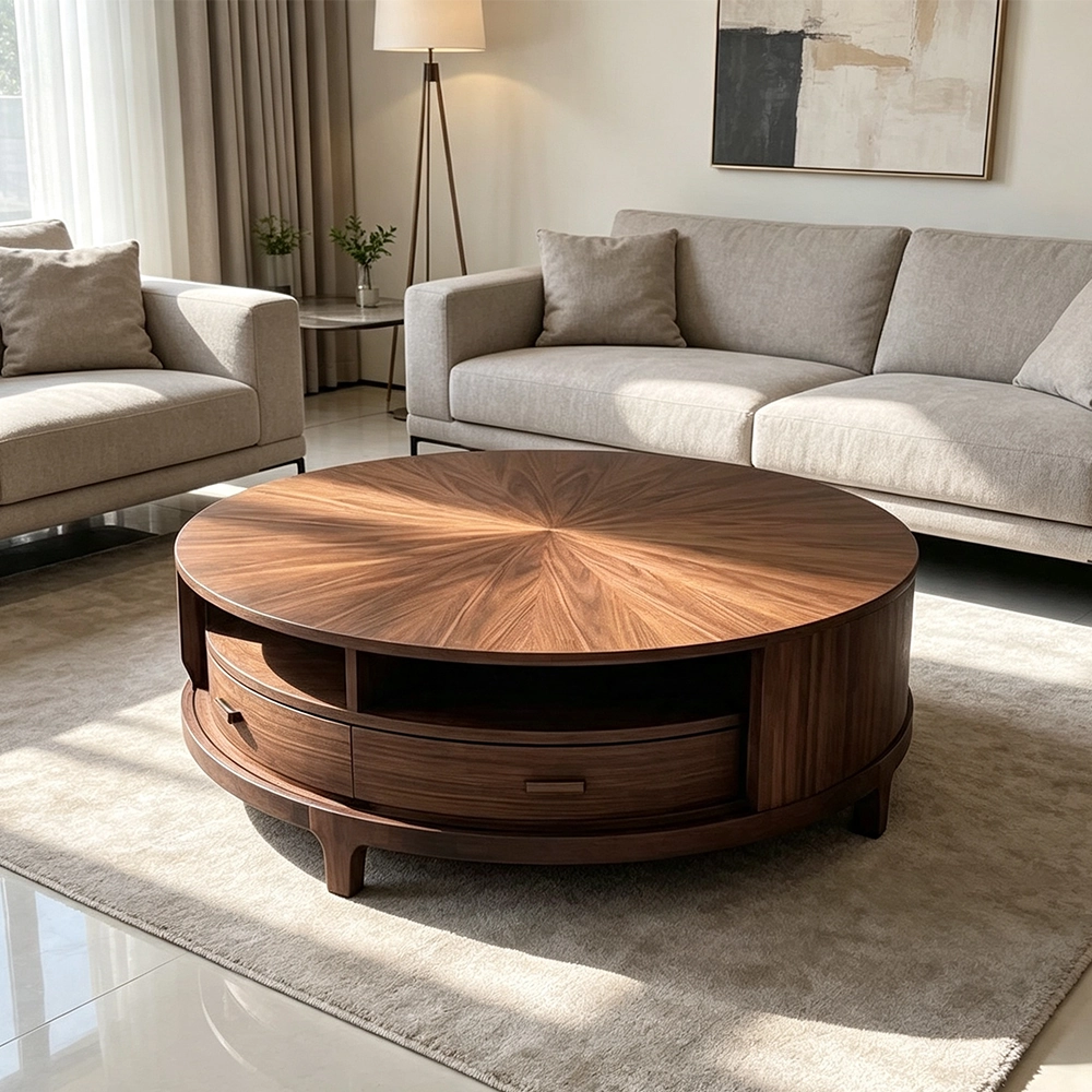 47.2" Organic Modern Engineered Wood Round Coffee Table