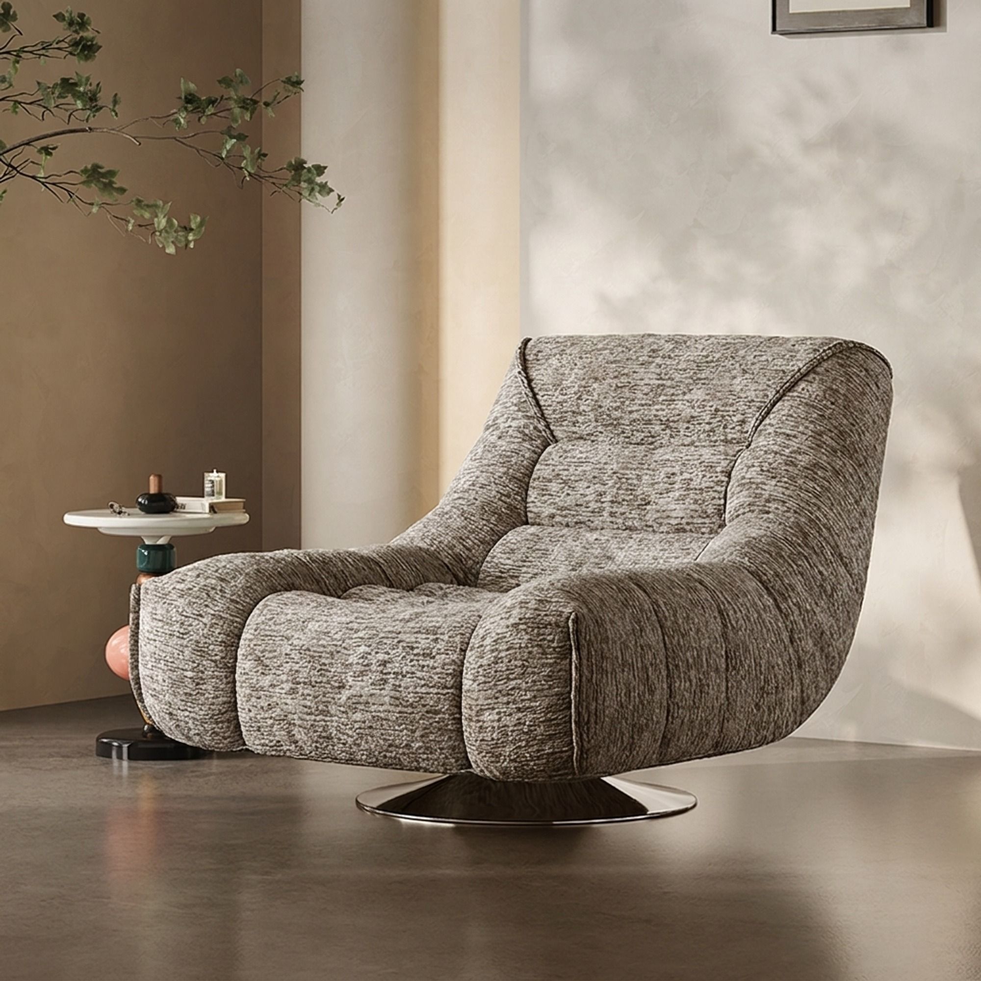 39.4" Organic Modern Fabric Curved Sofa