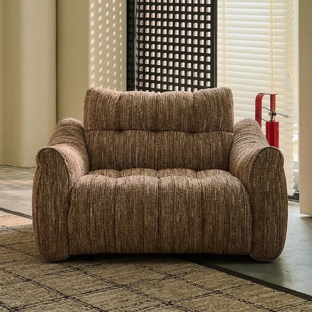 40.2" Organic Modern Fabric Curved Sofa