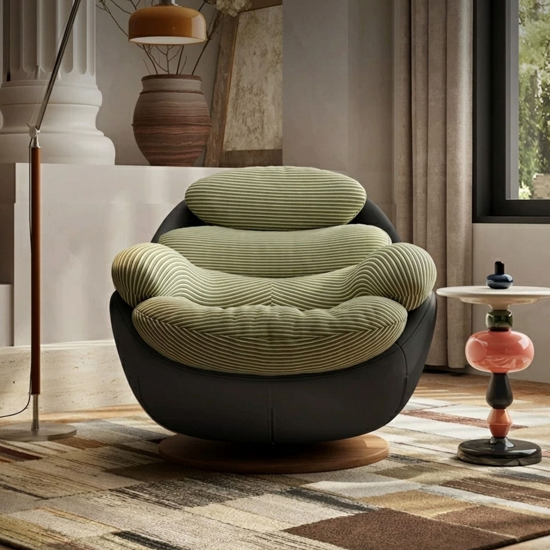 Italian Swivel Lounge Chair