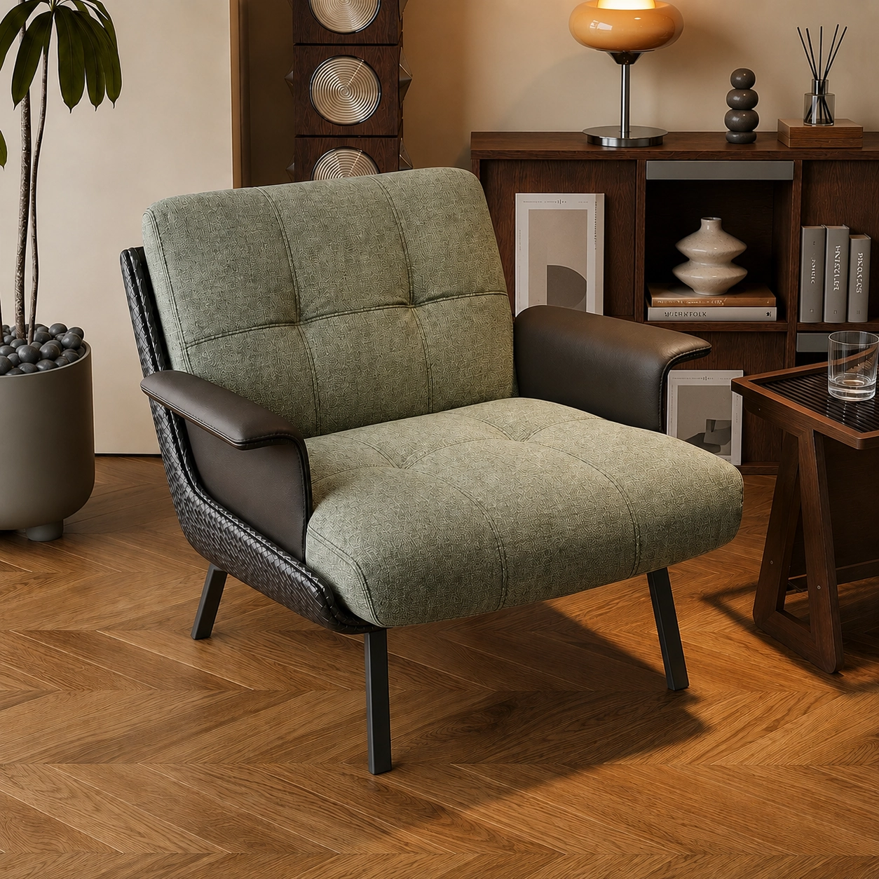 Minimalist Nappa Leather Lounge Chair