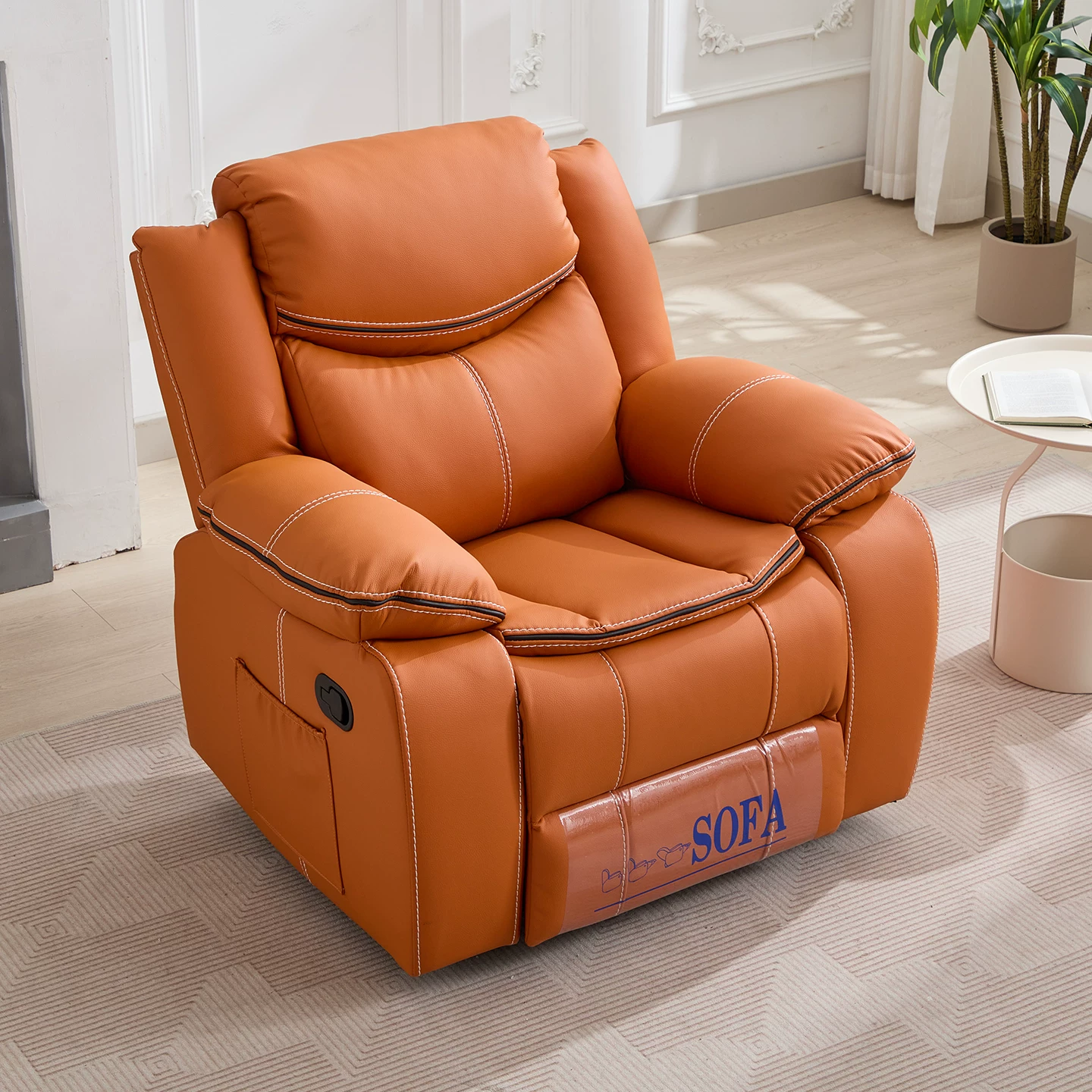41.3" Transitional Leather Reclining Sofa