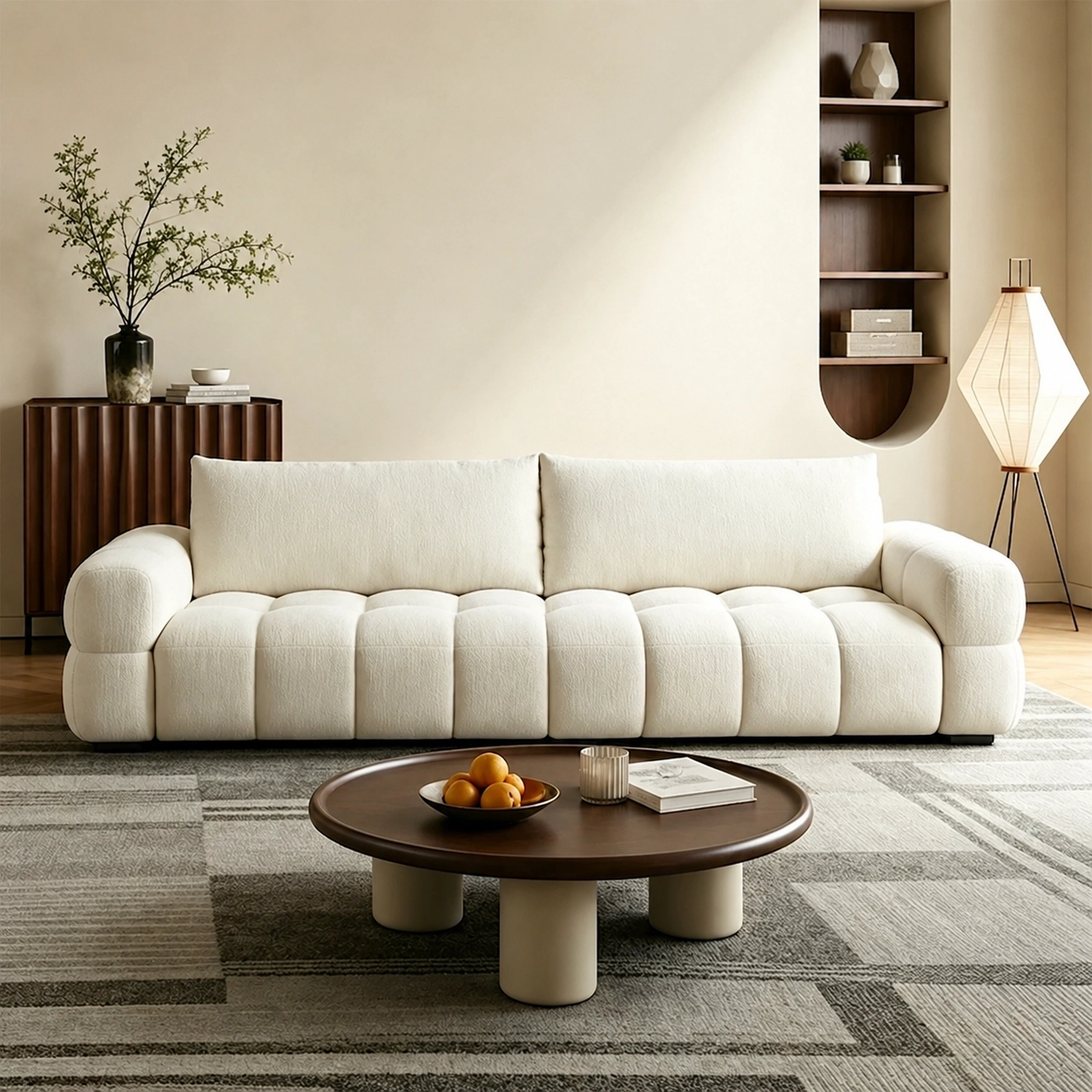 Cream Chenille Sofa