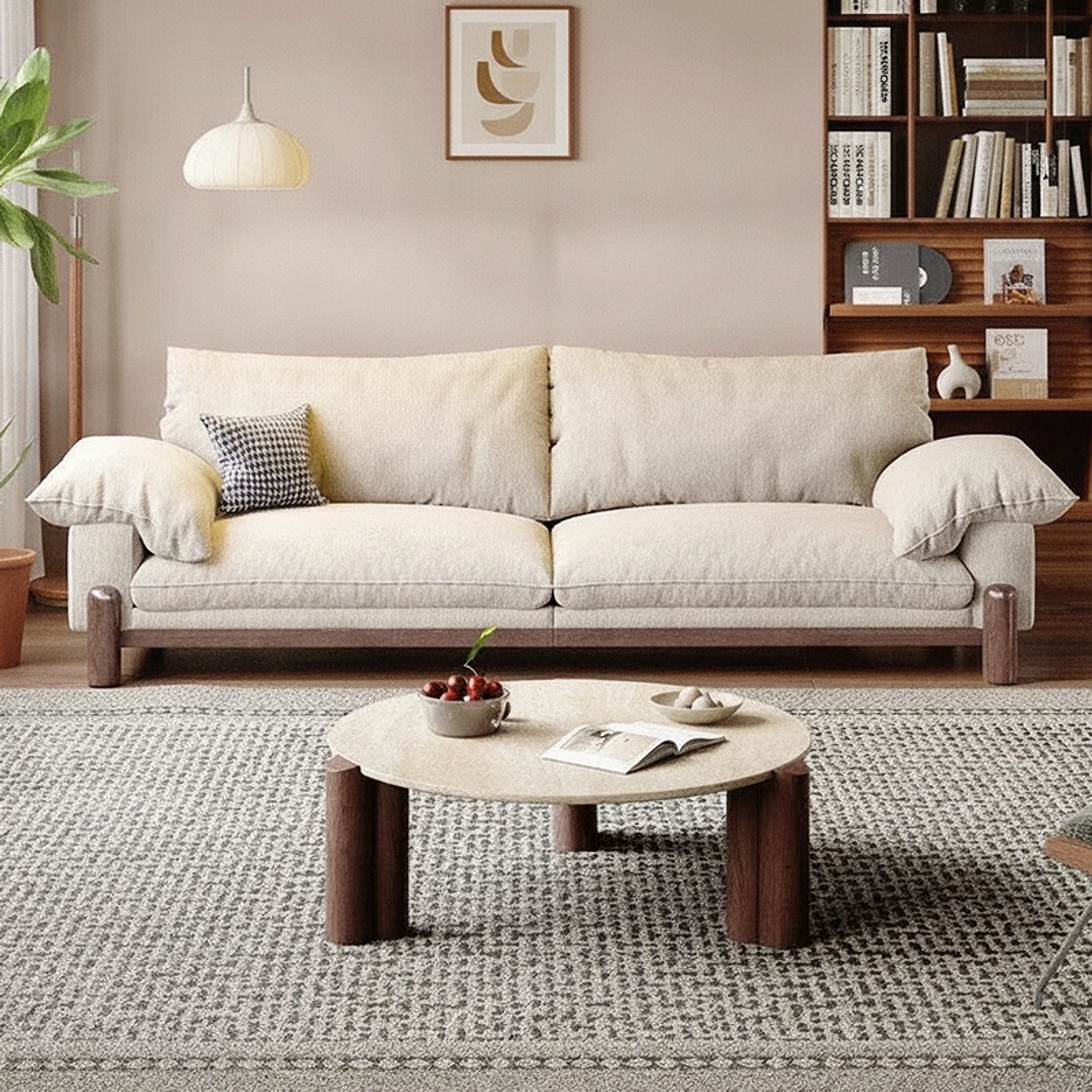126" Organic Modern Fabric Sofa Deep Seat