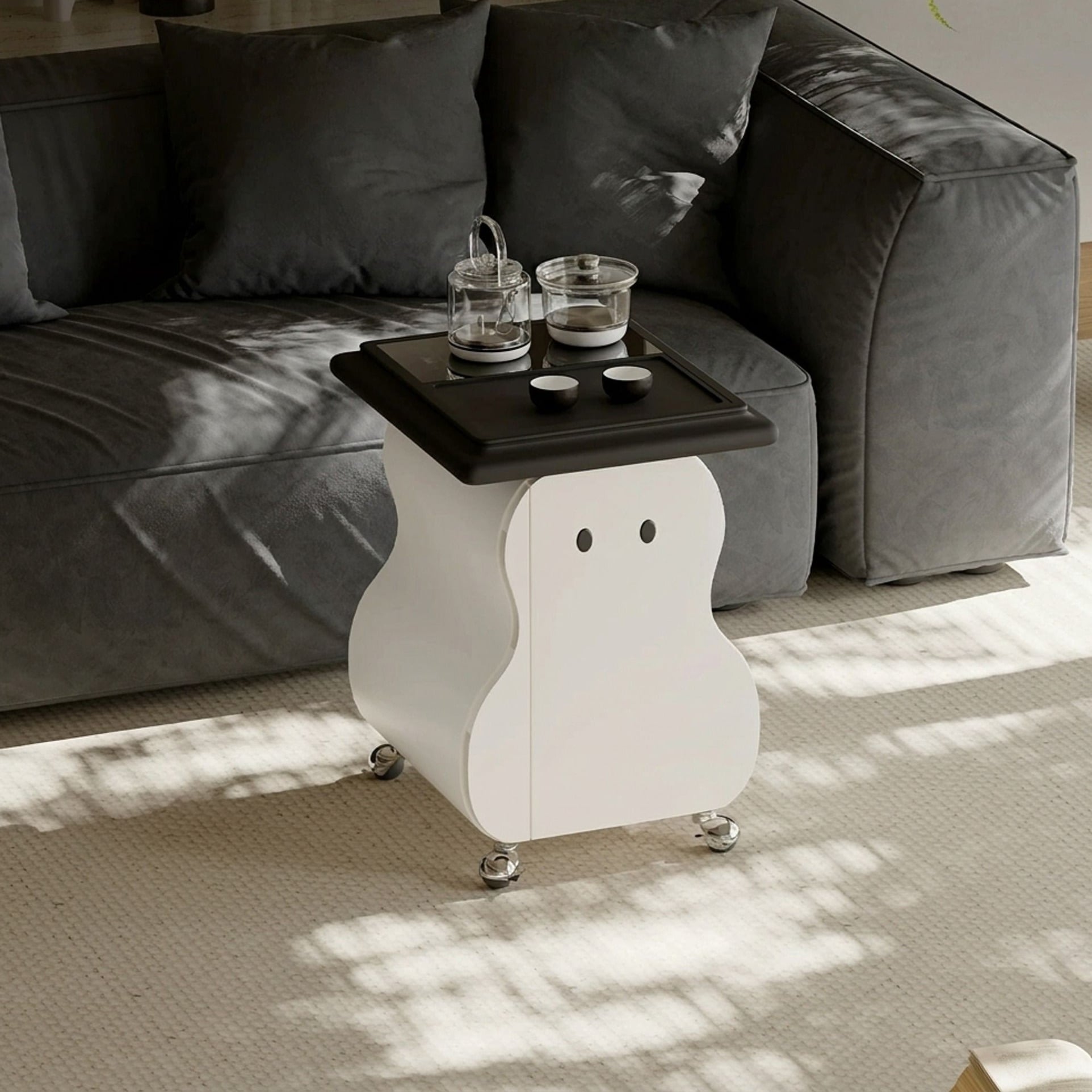 18.9" Organic Modern Engineered Wood Side Table C-Shaped