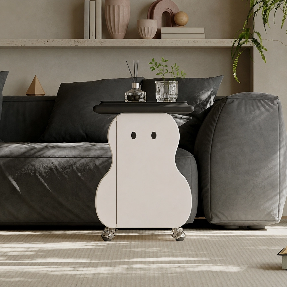 18.9" Organic Modern Engineered Wood Side Table C-Shaped