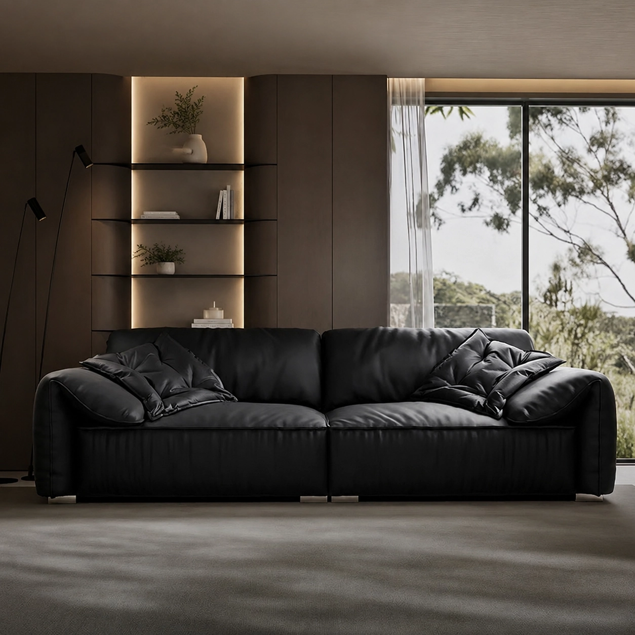 Sculptural Leather Sofa